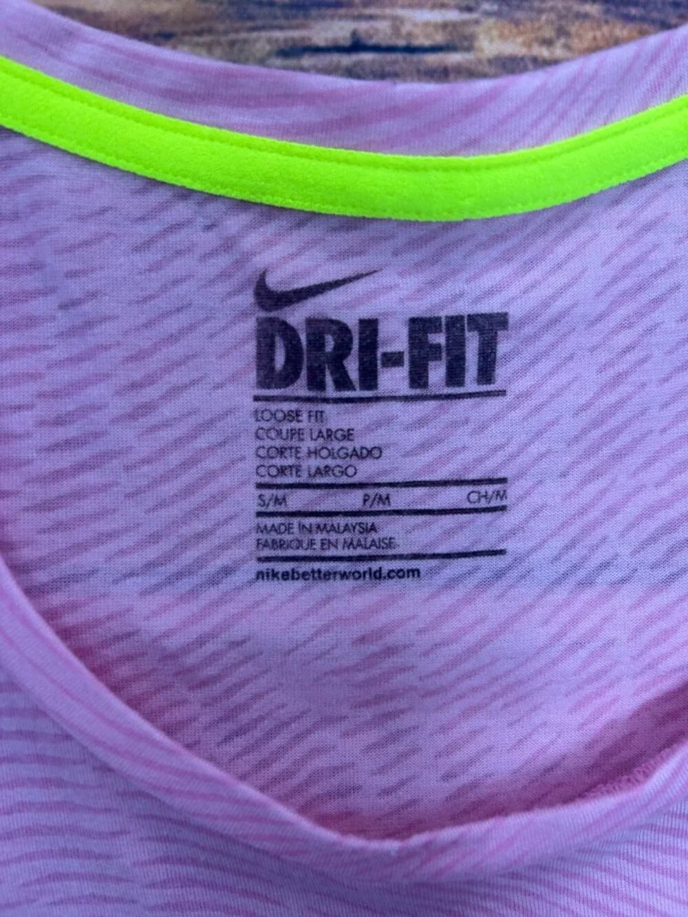 Nike Dri-Fit Loose Fit Pink Sheer Tshirt Size Small